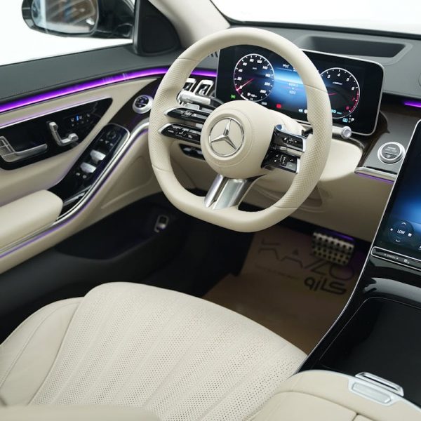 a car's driver seat and dashboard